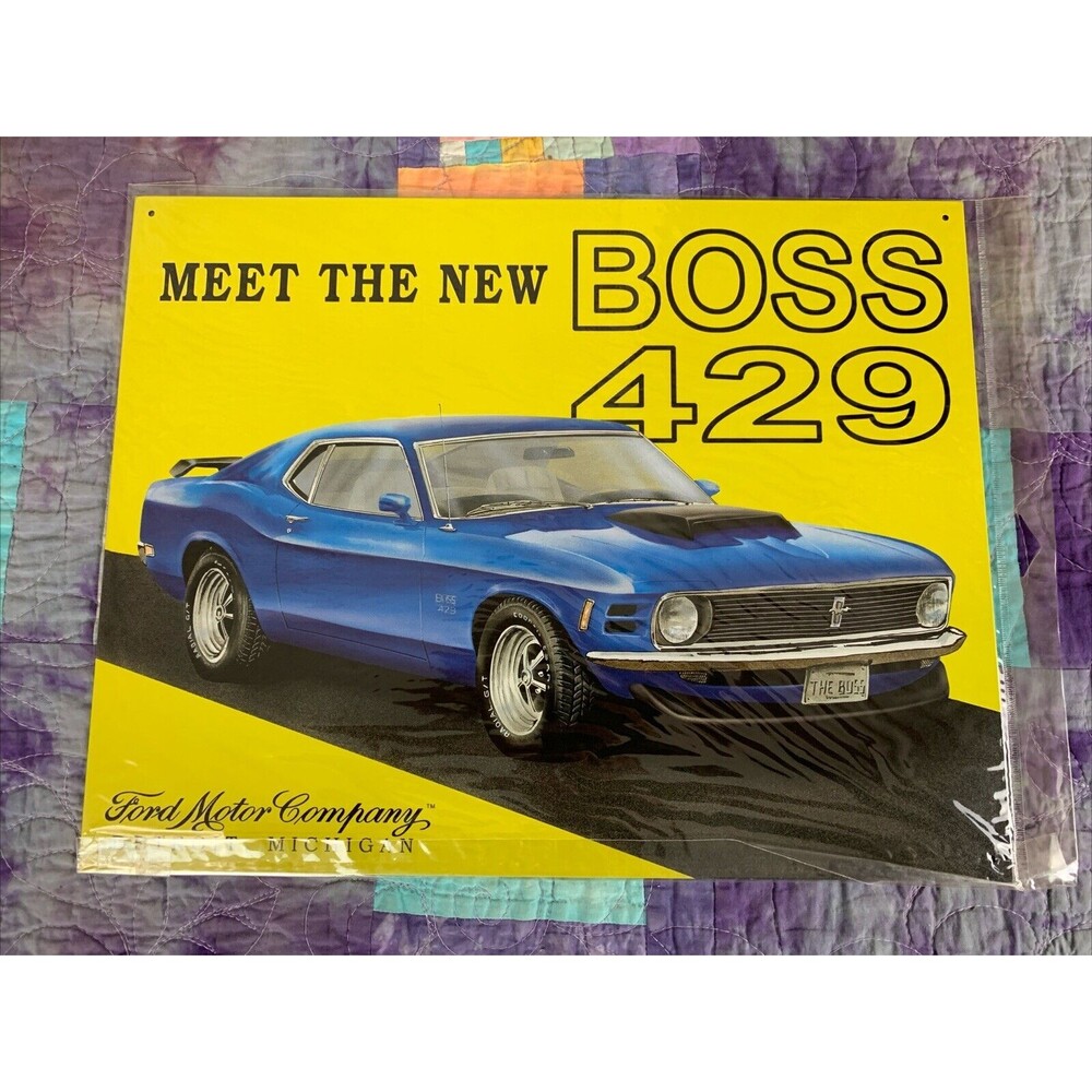 Ford Mustang Boss 429 Tin Metal Sign Man Cave Garage Decor 12.5 x 16 Inch